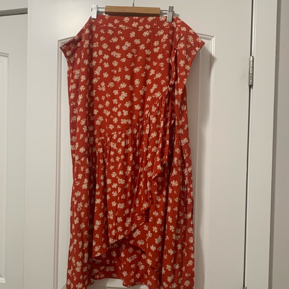 Madewell Ruffle-Wrap Midi Skirt in Happy Hibiscus Size 24 - Picture 7 of 9